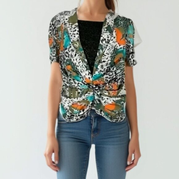 Vintage Tops - Vintage Jungle Print with underlace top Size 9